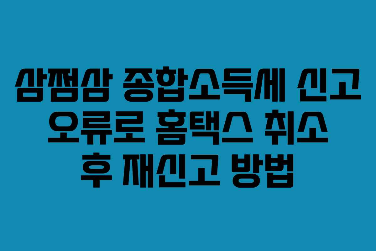 삼쩜삼 종합소득세 신고 오류로 홈택스 취소 후 재신고 방법