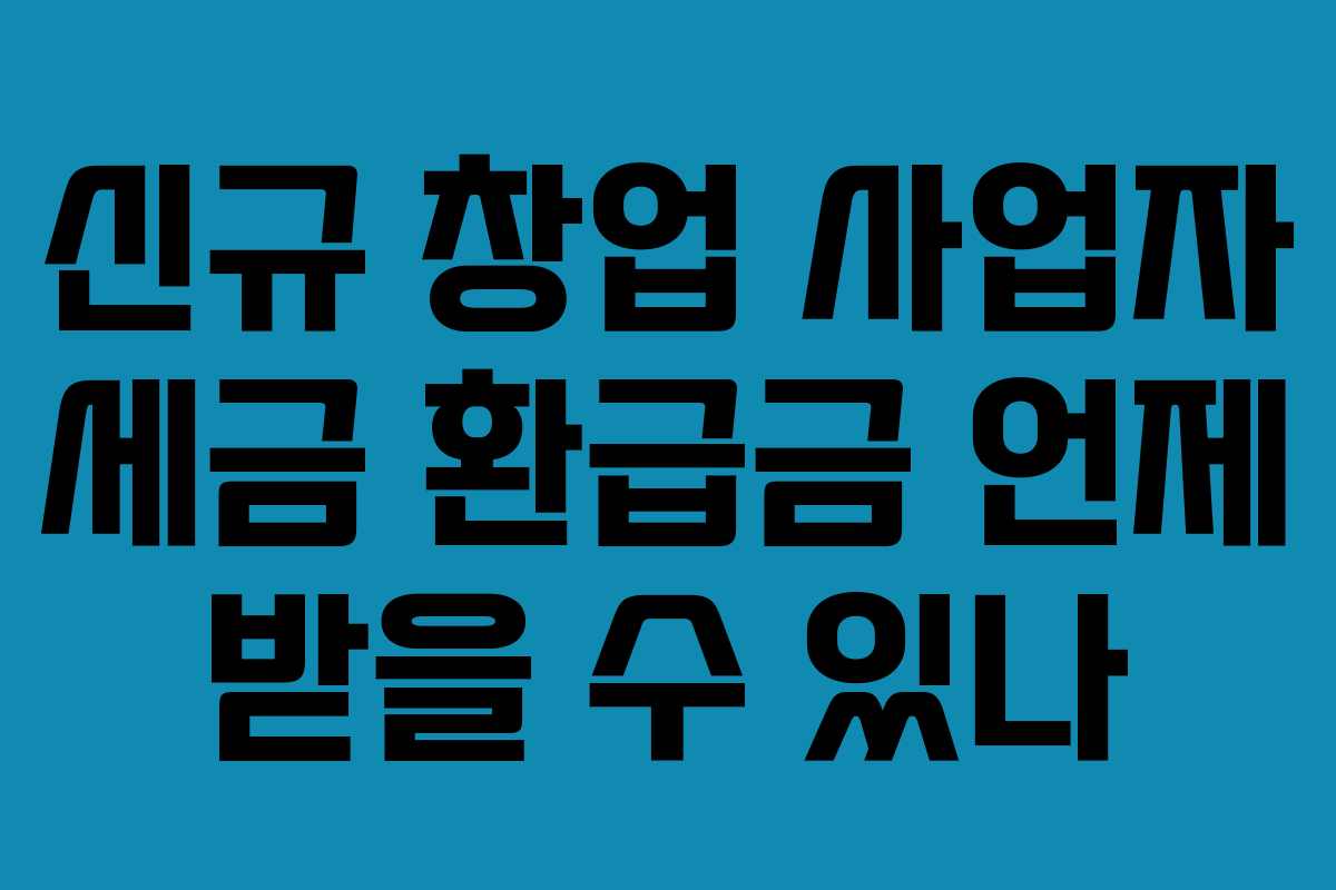 신규 창업 사업자 세금 환급금 언제 받을 수 있나
