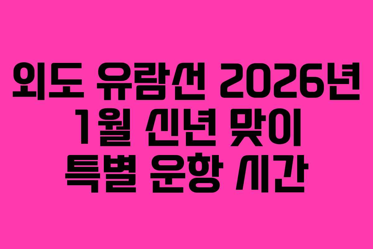 외도 유람선 2026년 1월 신년 맞이 특별 운항 시간