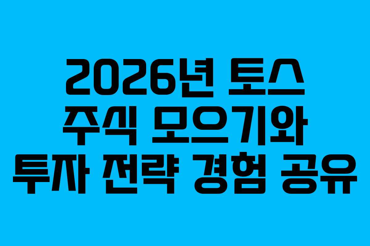 2026년 토스 주식 모으기와 투자 전략 경험 공유