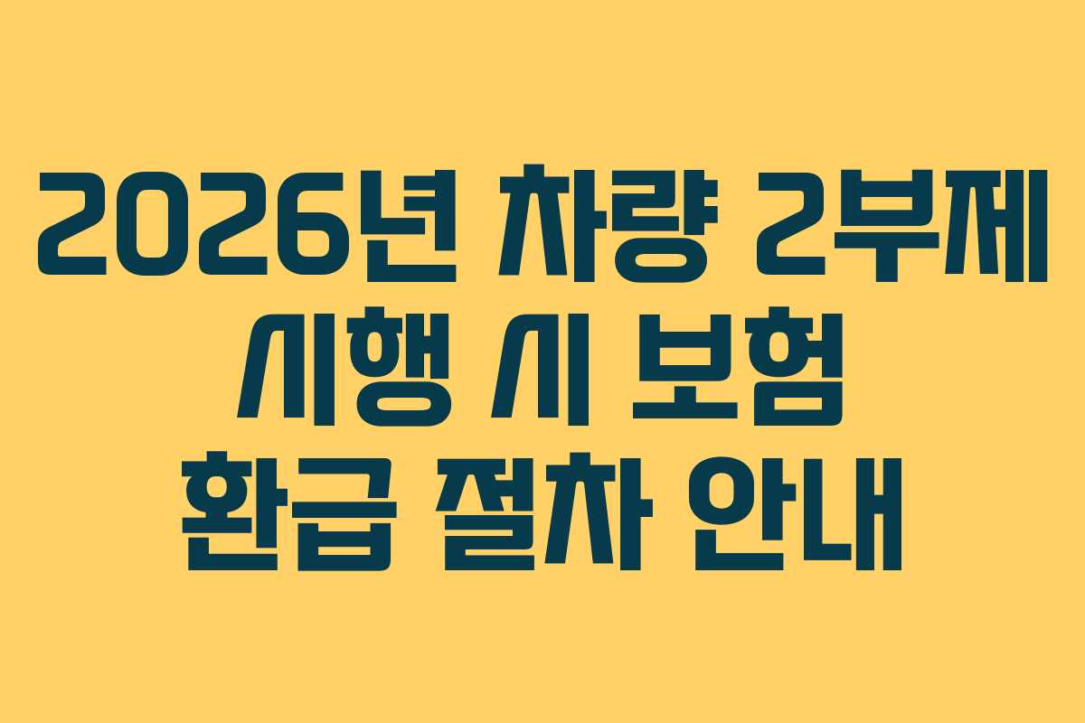 2026년 차량 2부제 시행 시 보험 환급 절차 안내
