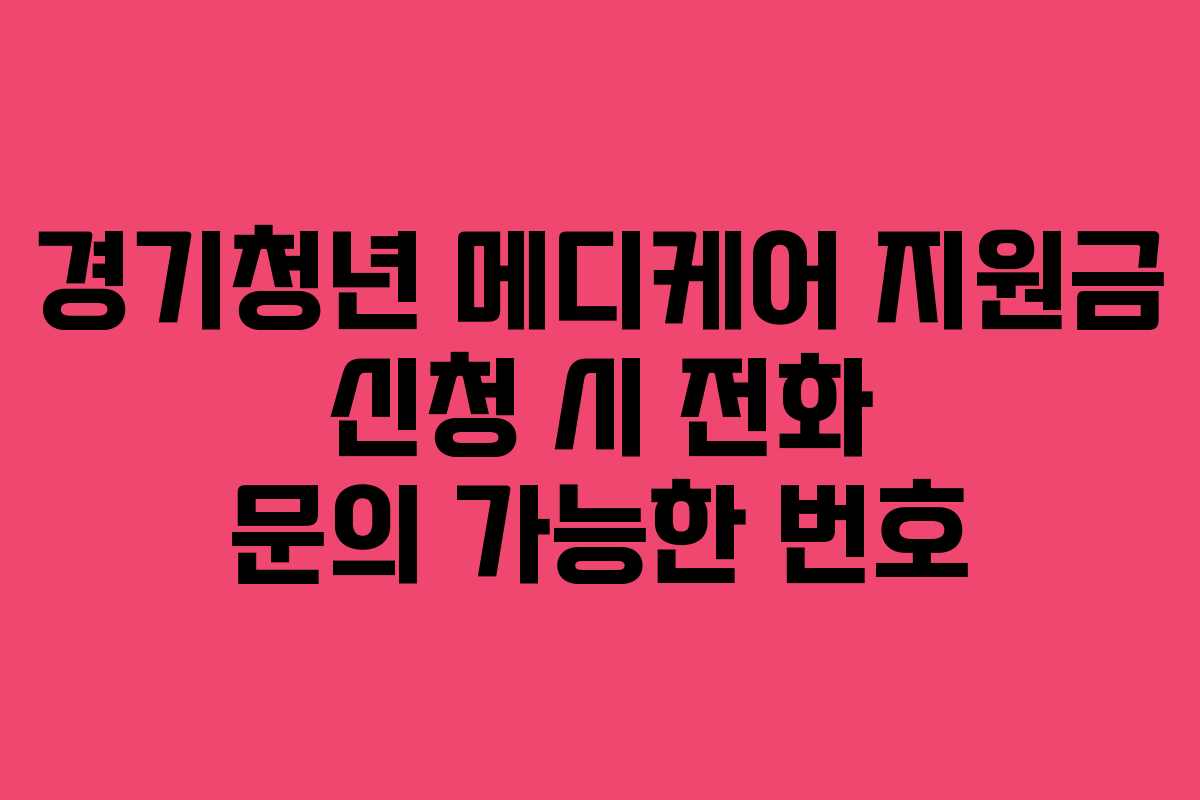 경기청년 메디케어 지원금 신청 시 전화 문의 가능한 번호