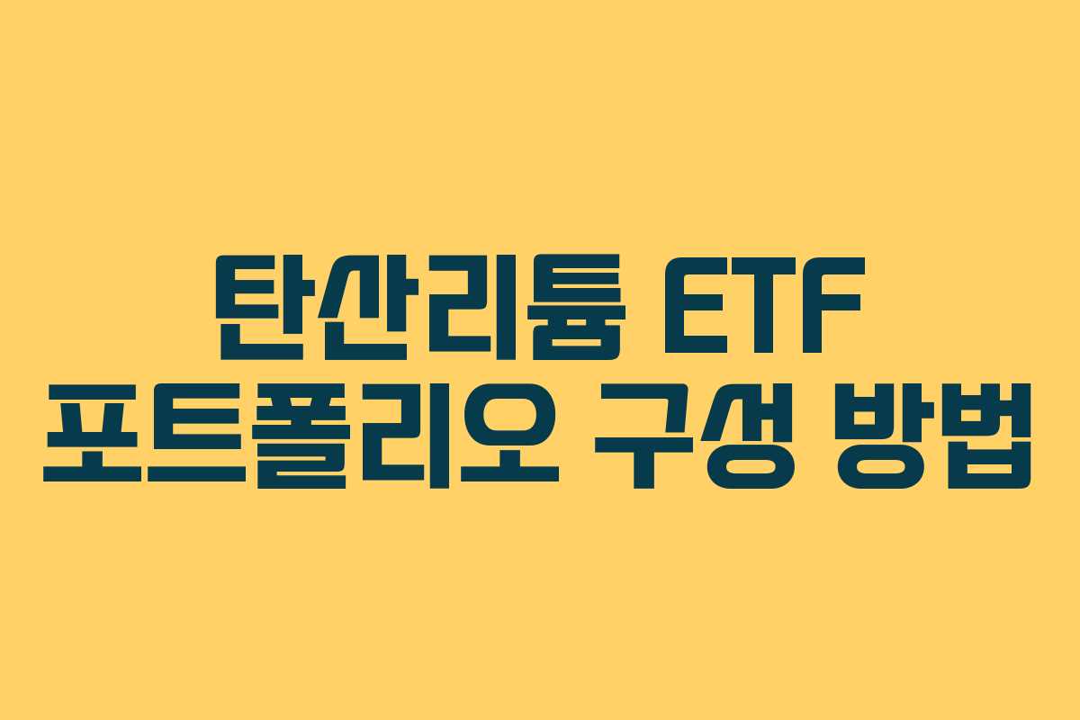탄산리튬 ETF 포트폴리오 구성 방법