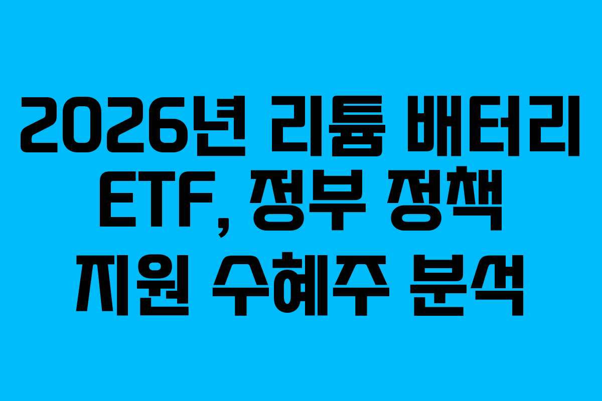 2026년 리튬 배터리 ETF, 정부 정책 지원 수혜주 분석