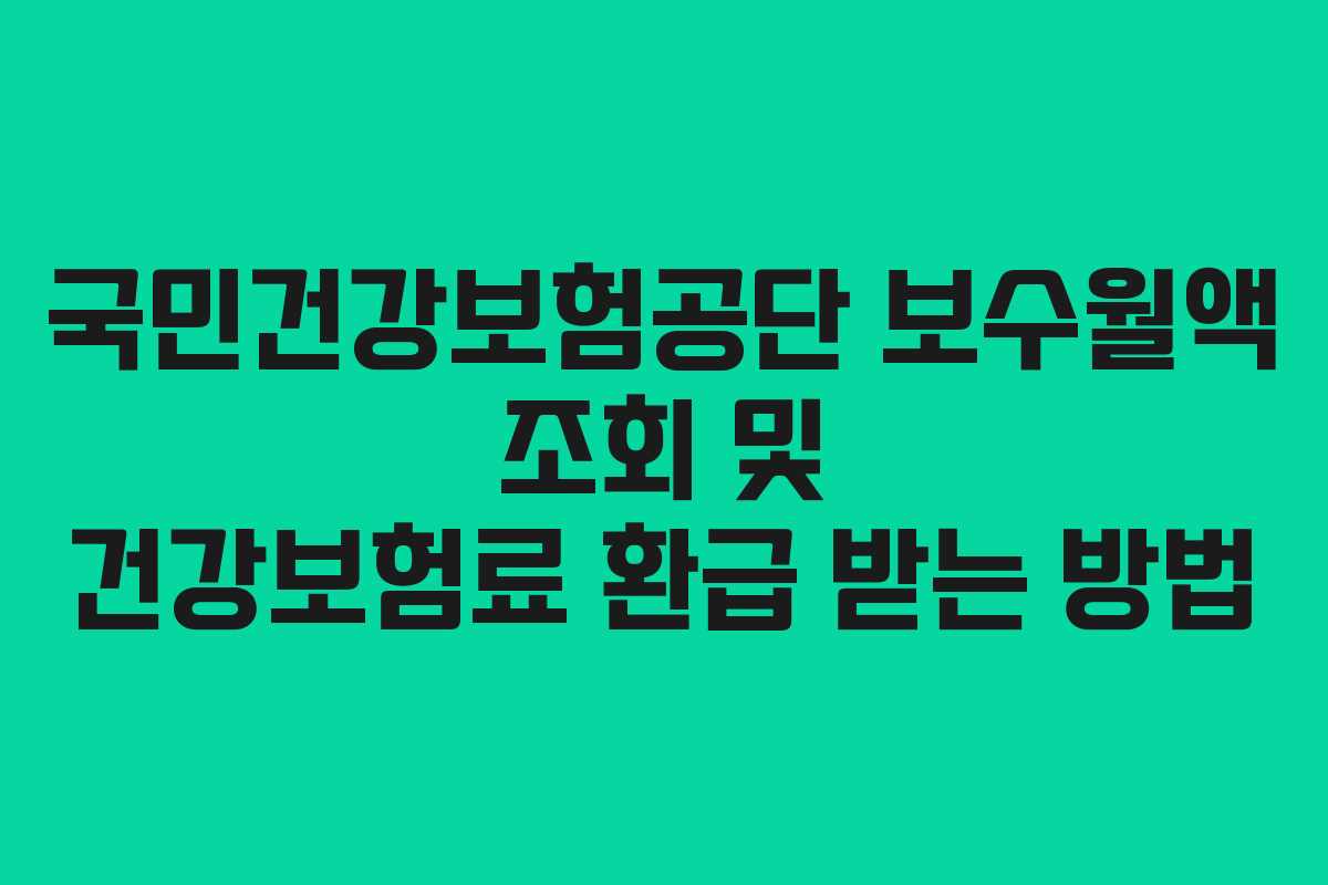 국민건강보험공단 보수월액 조회 및 건강보험료 환급 받는 방법
