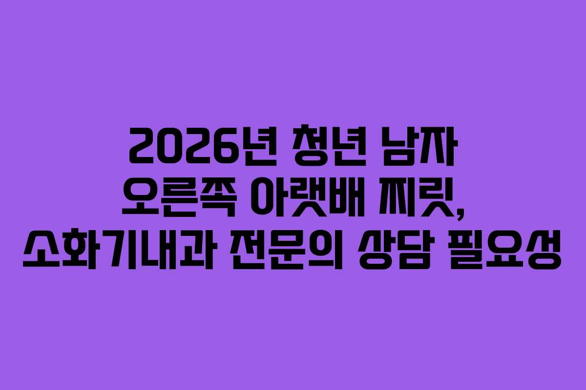 2026년 청년 남자 오른쪽 아랫배 찌릿, 소화기내과 전문의 상담 필요성