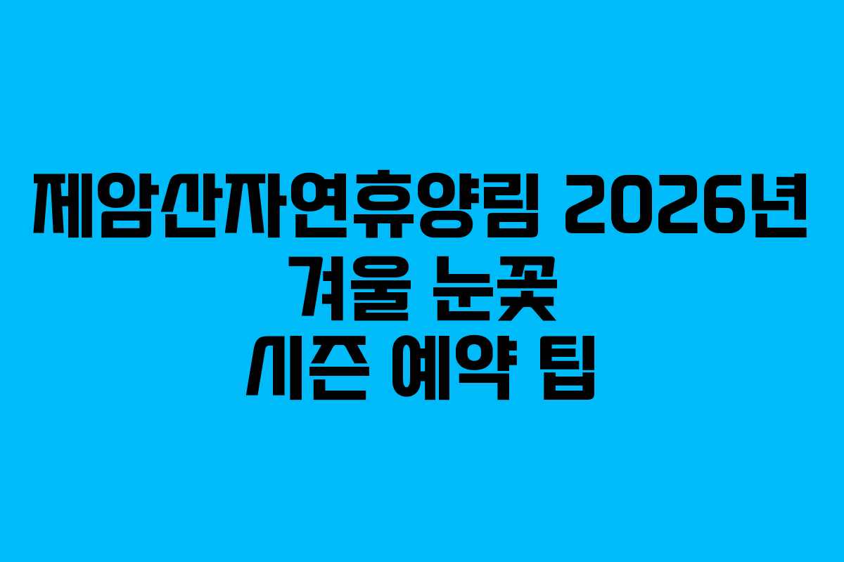 제암산자연휴양림 2026년 겨울 눈꽃 시즌 예약 팁