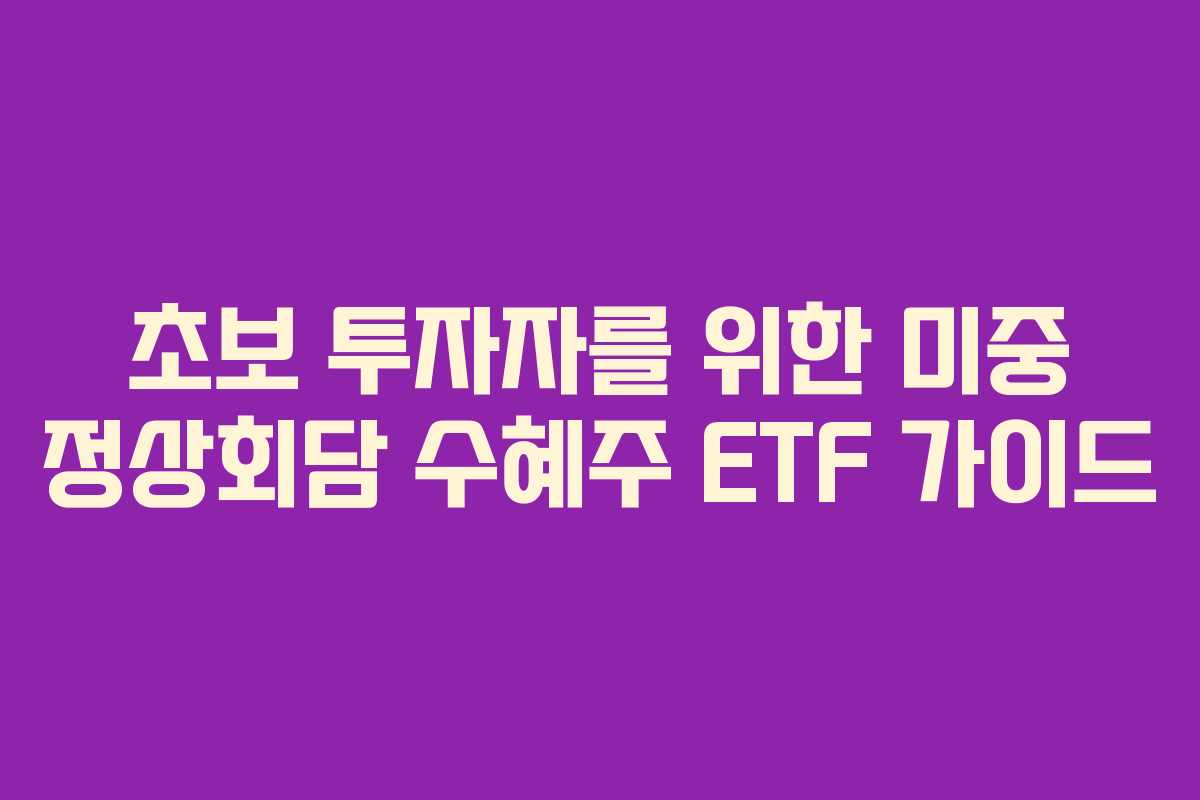 초보 투자자를 위한 미중 정상회담 수혜주 ETF 가이드 초보 투자자를 위한 미중 정상회담 수혜주 ETF 가이드