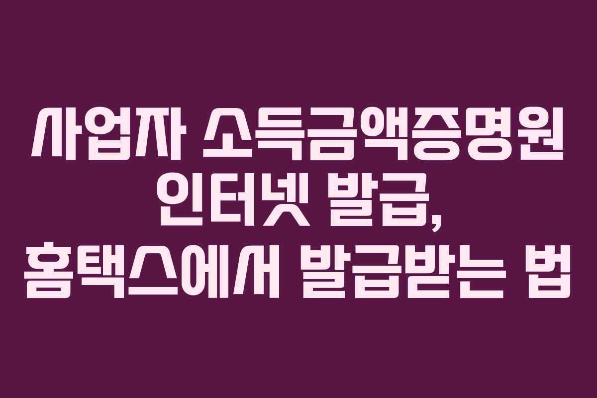 사업자 소득금액증명원 인터넷 발급, 홈택스에서 발급받는 법