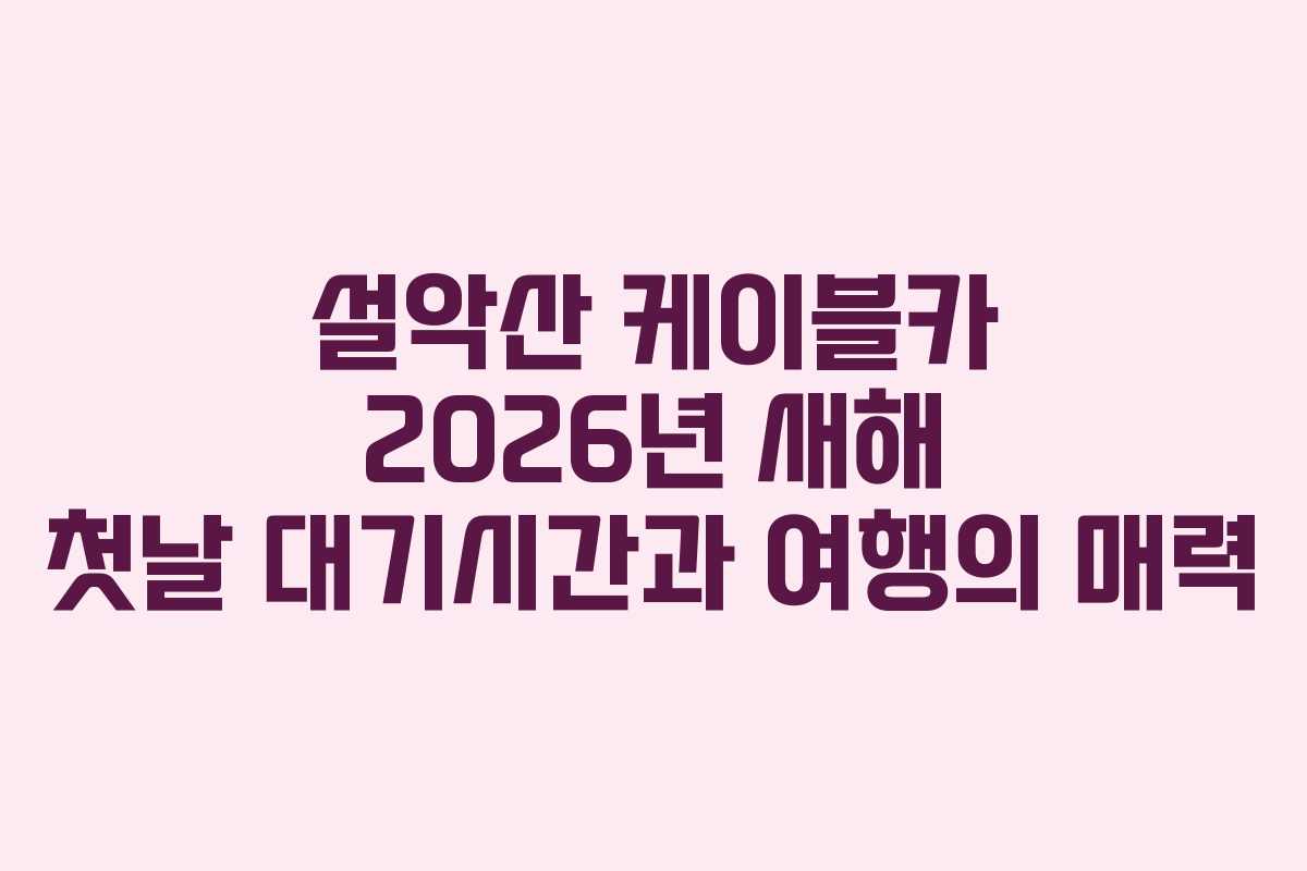 설악산 케이블카 2026년 새해 첫날 대기시간과 여행의 매력