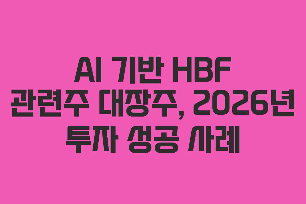 AI 기반 HBF 관련주 대장주, 2026년 투자 성공 사례 AI 기반 HBF 관련주 대장주, 2026년 투자 성공 사례