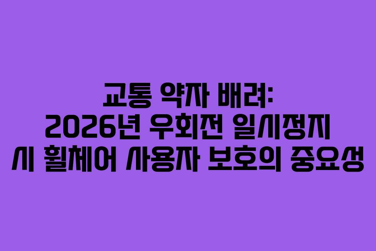 교통 약자 배려: 2026년 우회전 일시정지 시 휠체어 사용자 보호의 중요성
