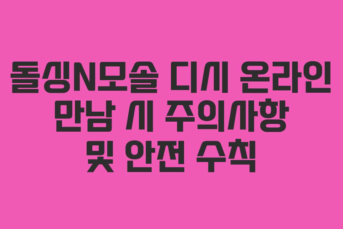 돌싱N모솔 디시 온라인 만남 시 주의사항 및 안전 수칙