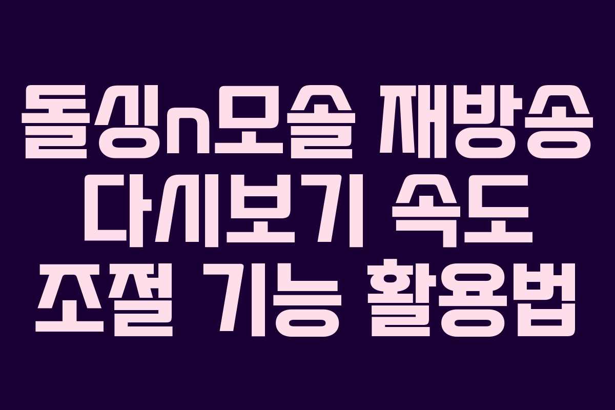 돌싱n모솔 재방송 다시보기 속도 조절 기능 활용법