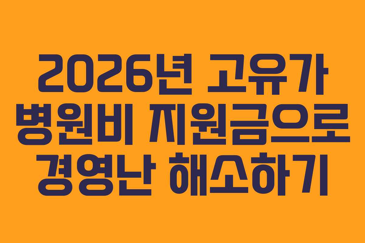 2026년 고유가 병원비 지원금으로 경영난 해소하기
