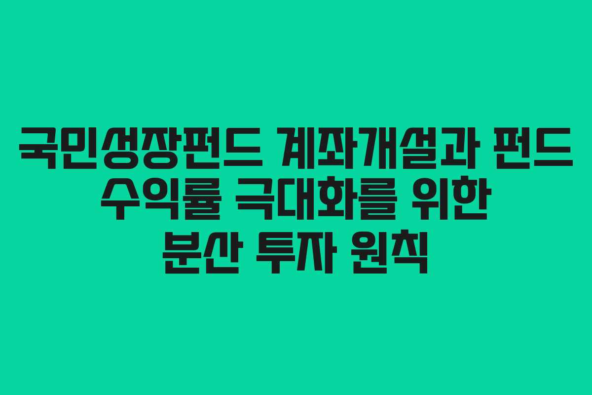국민성장펀드 계좌개설과 펀드 수익률 극대화를 위한 분산 투자 원칙