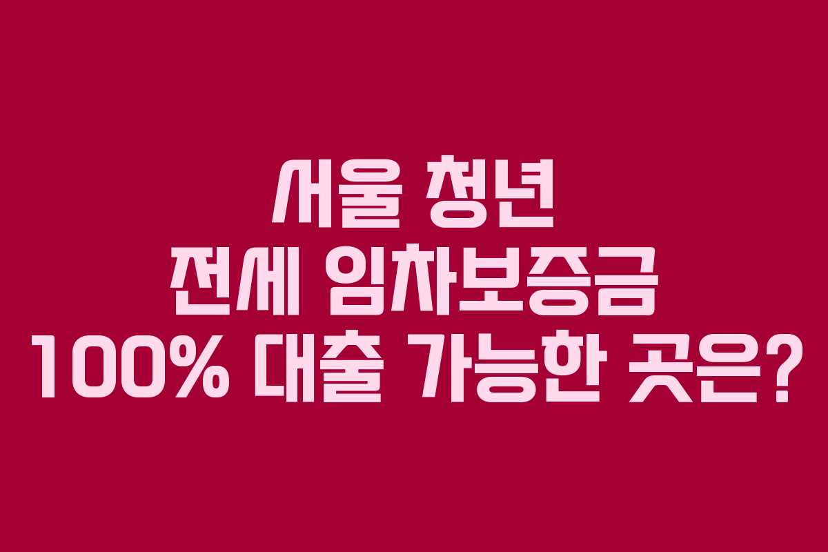 서울 청년 전세 임차보증금 100% 대출 가능한 곳은?