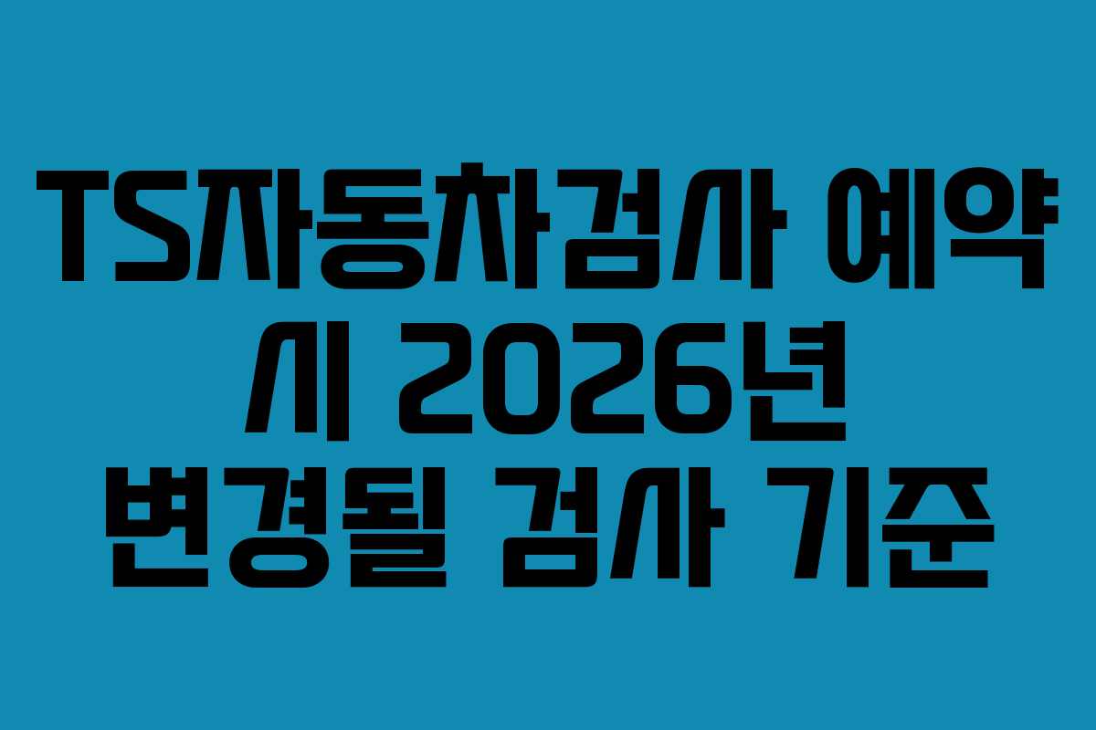 TS자동차검사 예약 시 2026년 변경될 검사 기준