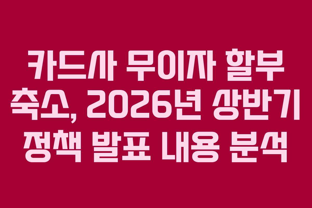 카드사 무이자 할부 축소, 2026년 상반기 정책 발표 내용 분석 카드사 무이자 할부 축소, 2026년 상반기 정책 발표 내용 분석