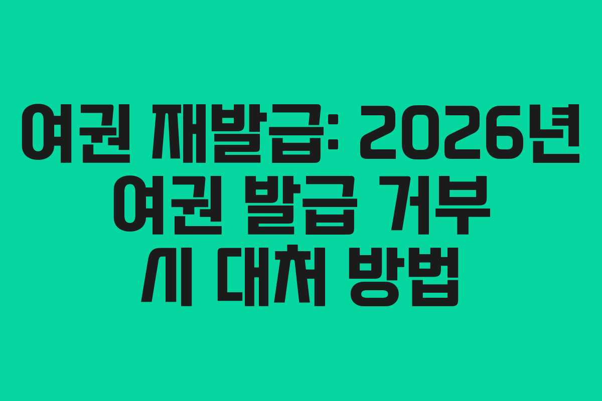 여권 재발급: 2026년 여권 발급 거부 시 대처 방법