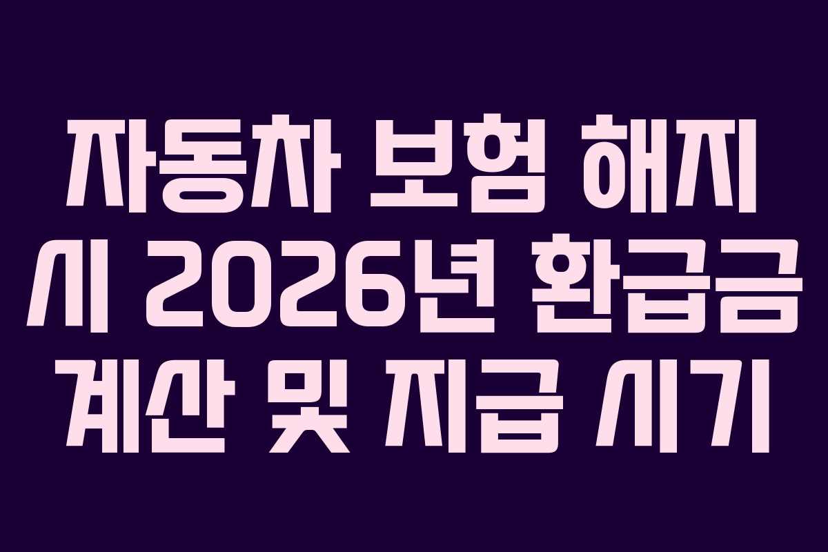 자동차 보험 해지 시 2026년 환급금 계산 및 지급 시기