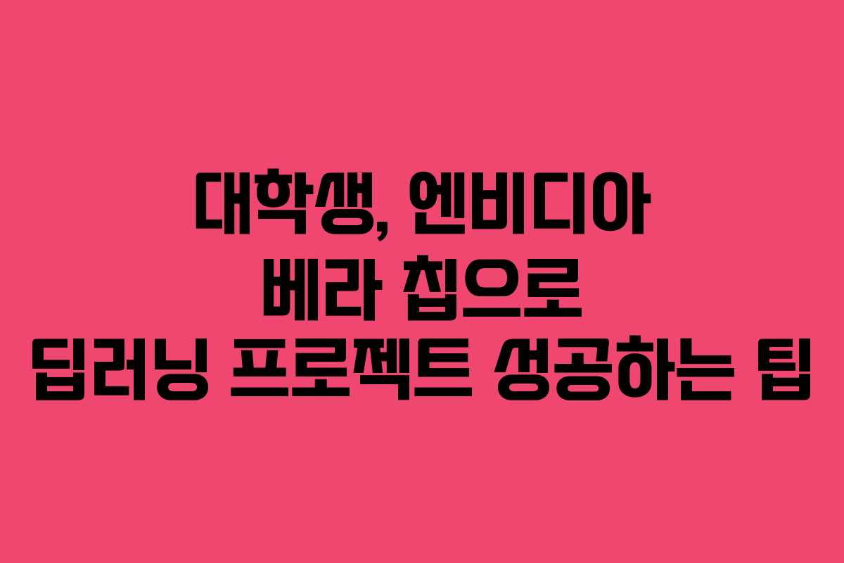 대학생, 엔비디아 베라 칩으로 딥러닝 프로젝트 성공하는 팁