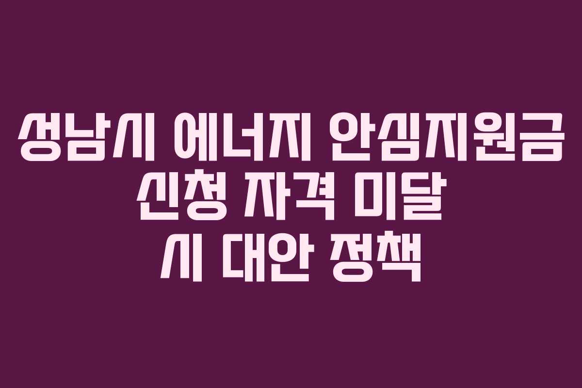 성남시 에너지 안심지원금 신청 자격 미달 시 대안 정책