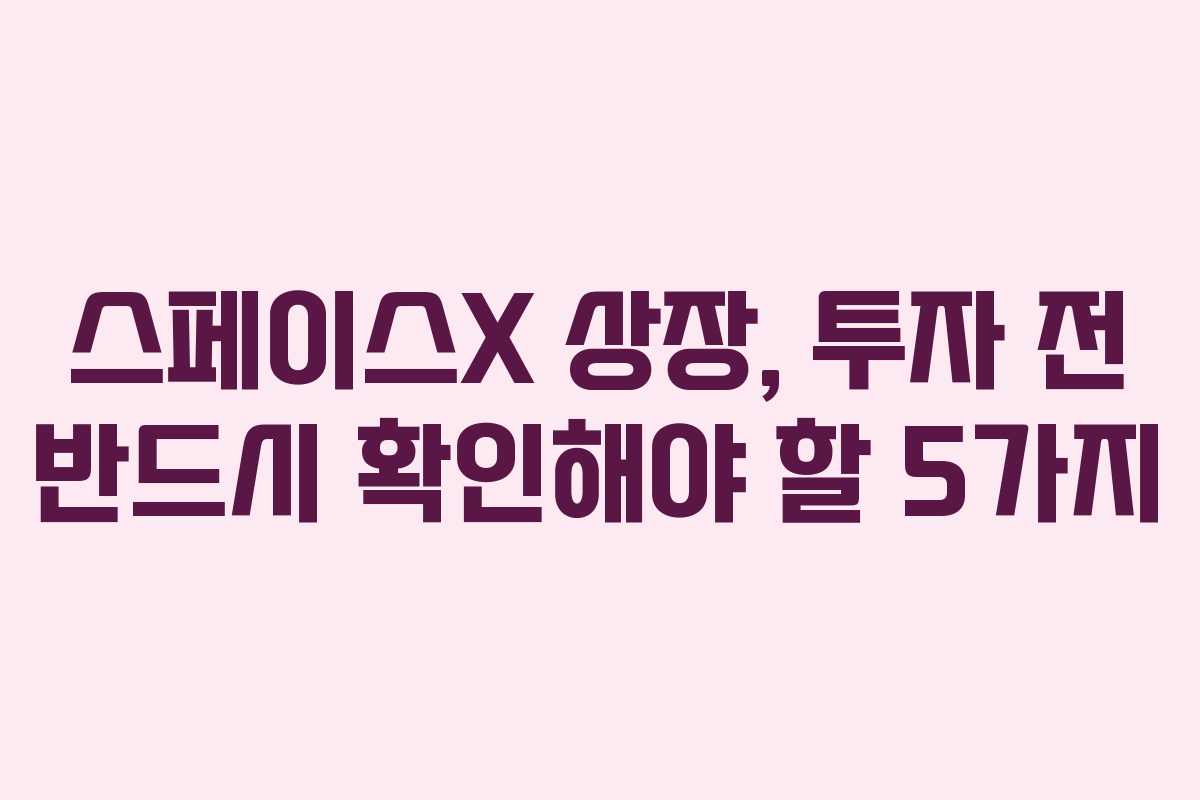 스페이스X 상장, 투자 전 반드시 확인해야 할 5가지