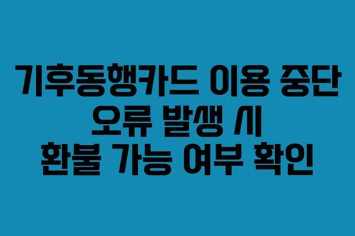 기후동행카드 이용 중단 오류 발생 시 환불 가능 여부 확인