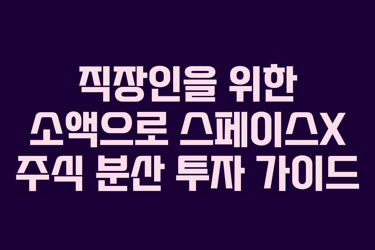 직장인을 위한 소액으로 스페이스X 주식 분산 투자 가이드