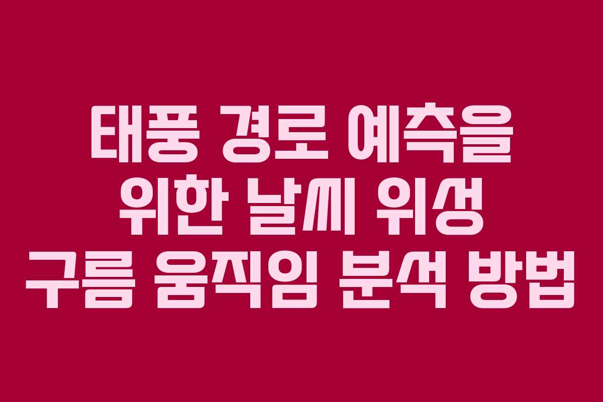 태풍 경로 예측을 위한 날씨 위성 구름 움직임 분석 방법