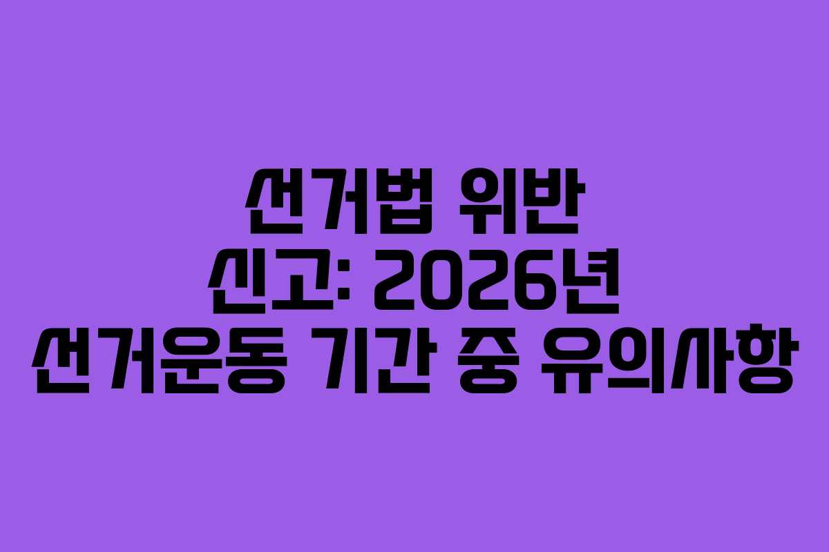 선거법 위반 신고: 2026년 선거운동 기간 중 유의사항