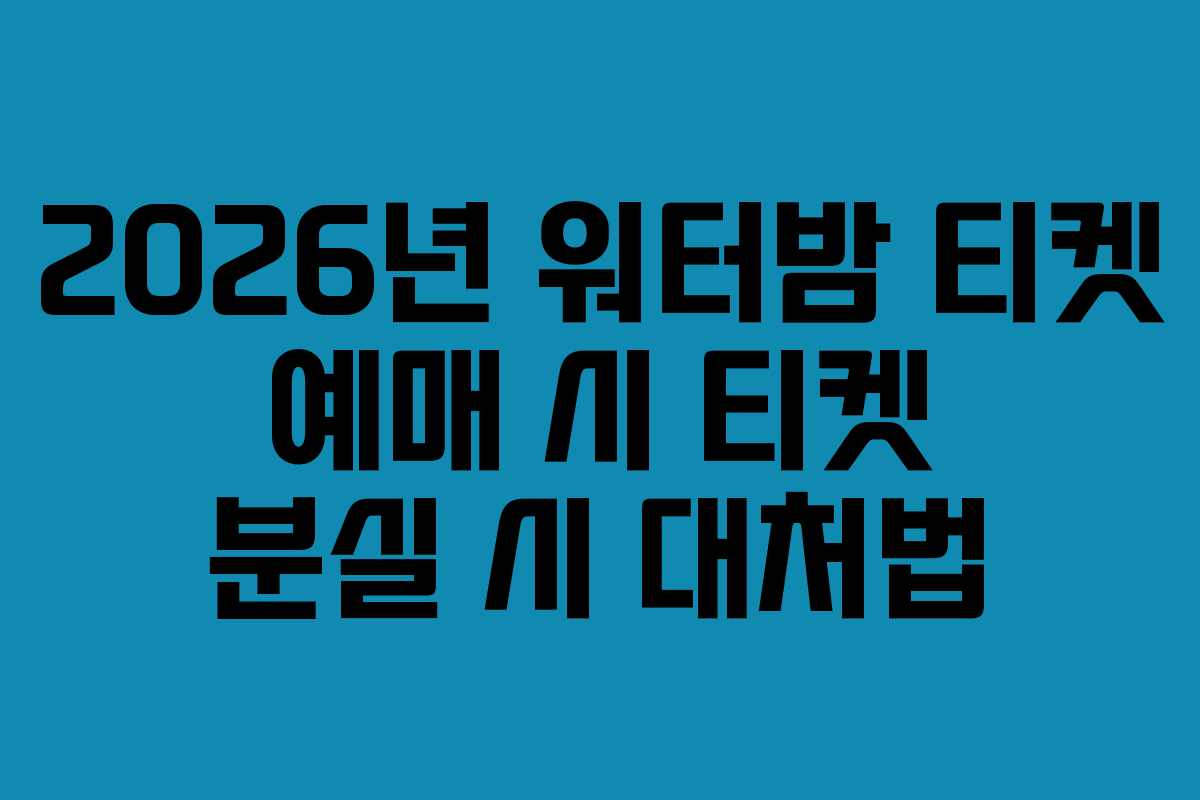 2026년 워터밤 티켓 예매 시 티켓 분실 시 대처법 2026년 워터밤 티켓 예매 시 티켓 분실 시 대처법