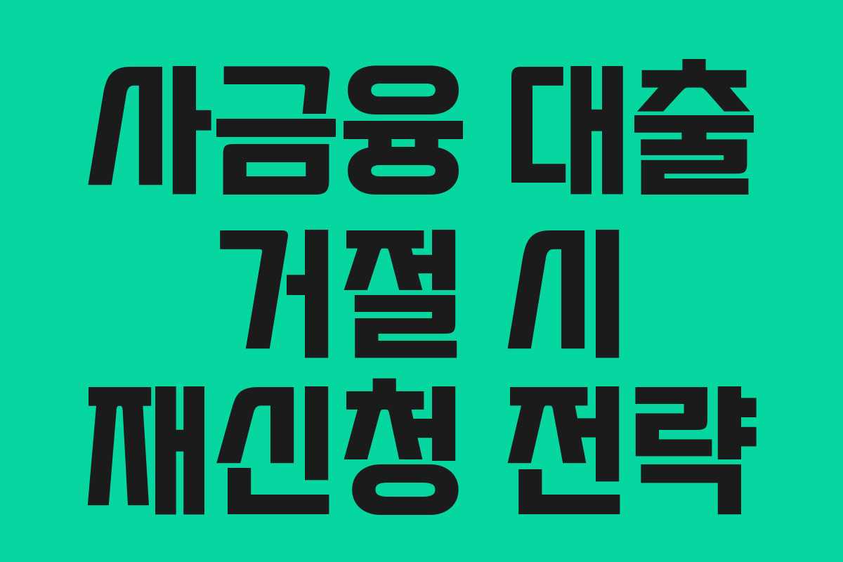 사금융 대출 거절 시 재신청 전략 사금융 대출 거절 시 재신청 전략