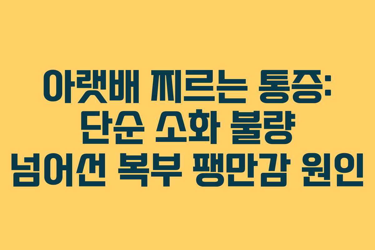 아랫배 찌르는 통증: 단순 소화 불량 넘어선 복부 팽만감 원인