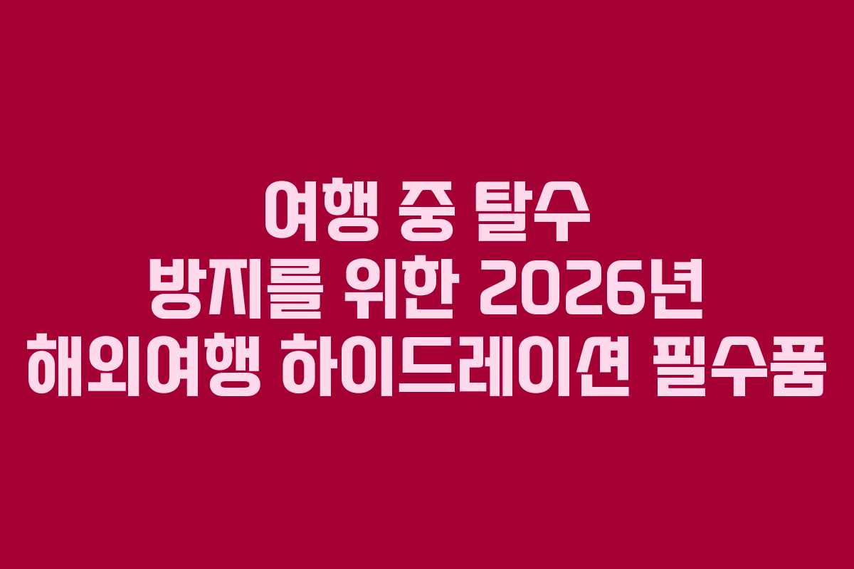 여행 중 탈수 방지를 위한 2026년 해외여행 하이드레이션 필수품